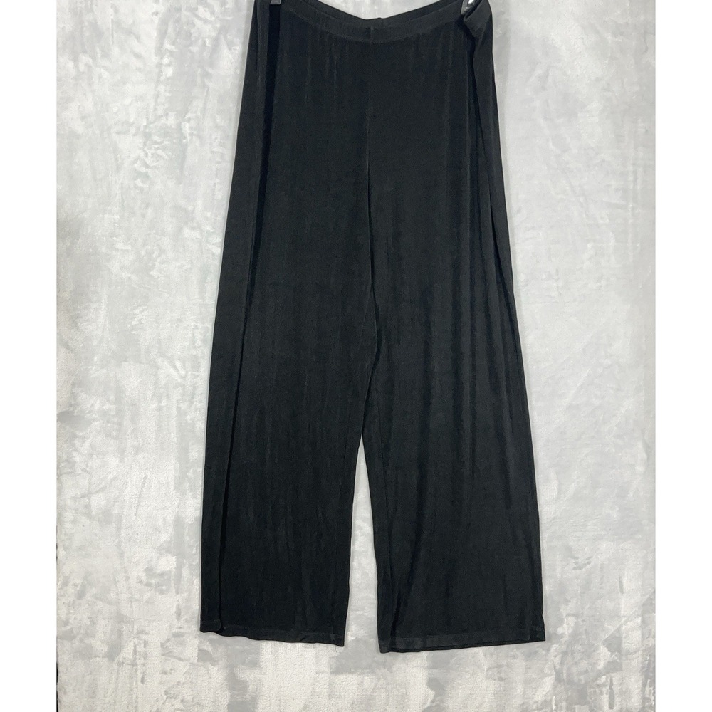 Coldwater Creek Womens 2X Black Liquid Knit Pants Trouser Wide Leg Flowy Stretch